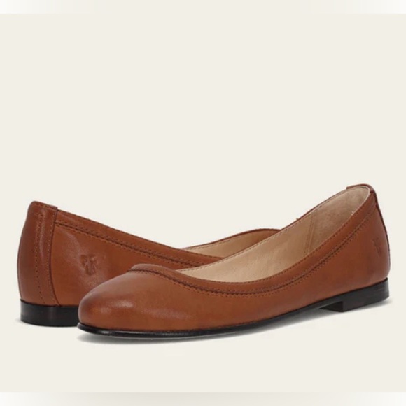 NEW FRYE Carson Ballet Flat in Cognac Brown Leather Women's Shoe Size 7 - Picture 1 of 9